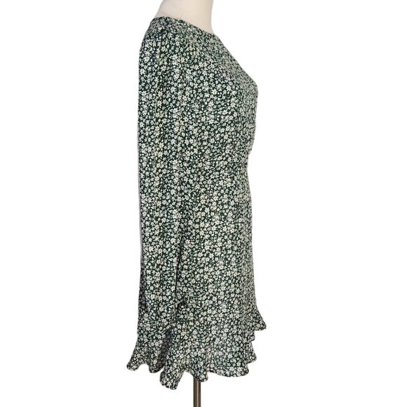 Lulus Green Floral Print Blooming Darlin Ruffled Mini Dress Womens Size M - Picture 2 of 15